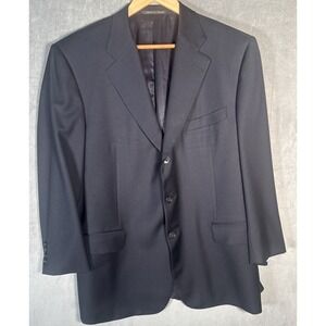 Ermenegildo Zegna Fine Worsted Super‎ 100's Suit Jacket Blazer Navy 50 40S US